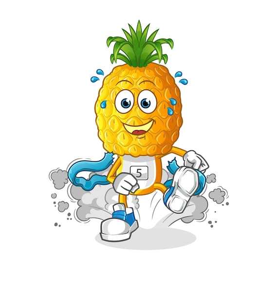 Pineapple head cartoon runner character cartoon mascot vector