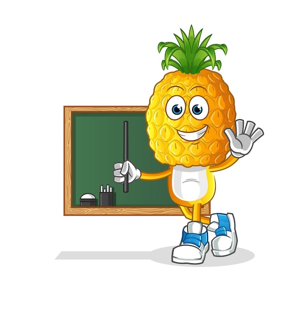 Vector pineapple head cartoon teacher vector cartoon character