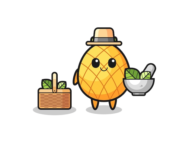 Pineapple herbalist cute cartoon  cute design