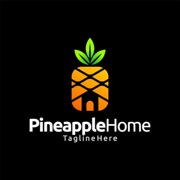 パイナップルの家のグラデーションのロゴデザイン