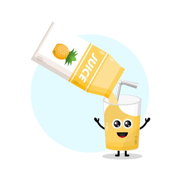 Pineapple juice box glass cute character logo