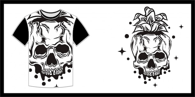 A pineapple-like skull,t shirt design