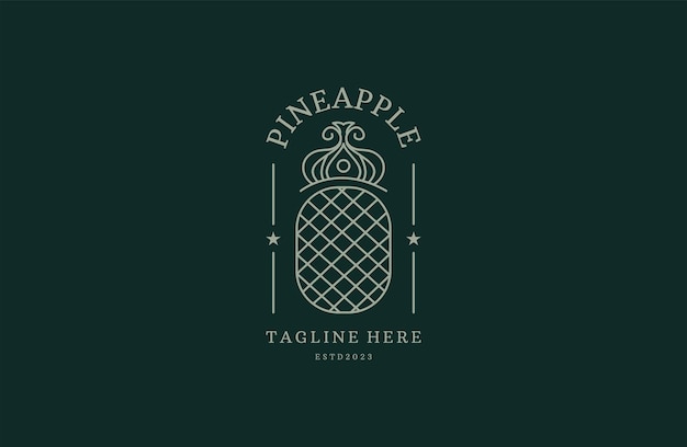 pineapple logo classic luxury Premium Vector design template .