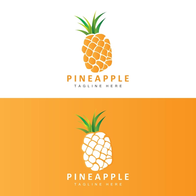 Disegno del logo dell'ananas illustrazione della piantagione vettoriale di frutta fresca etichetta del marchio del prodotto di frutta