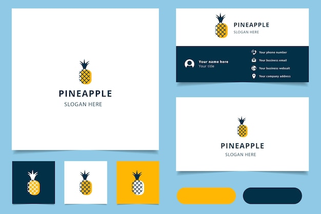 Pineapple logo design with editable slogan branding book and