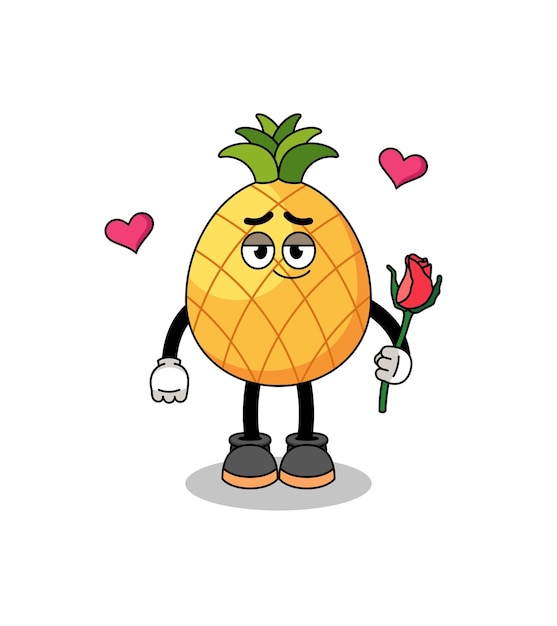 Pineapple mascot falling in love