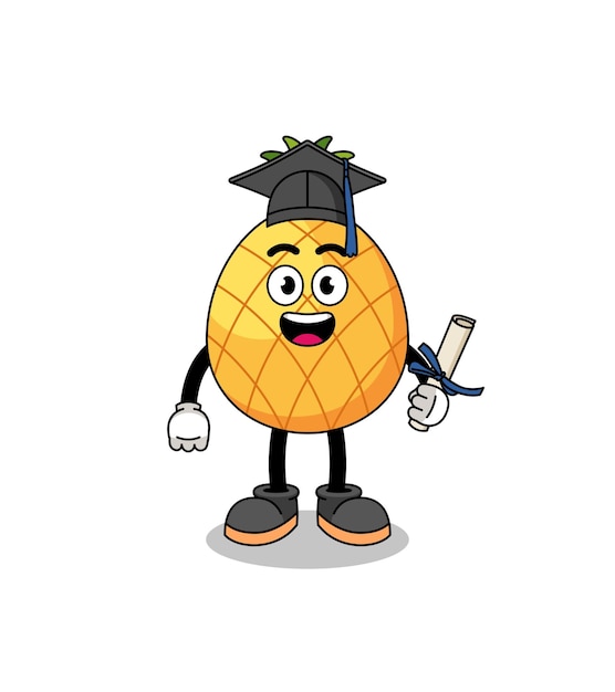 Pineapple mascot with graduation pose