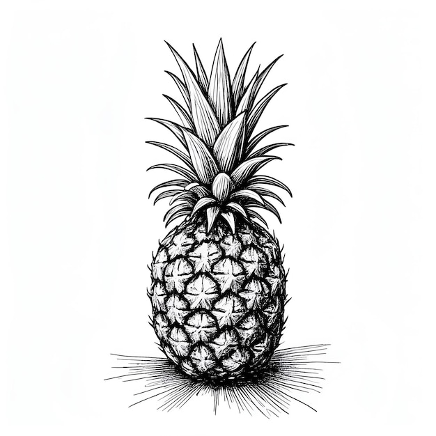 Pineapple Monochrome ink sketch vector drawing engraving style vector illustration