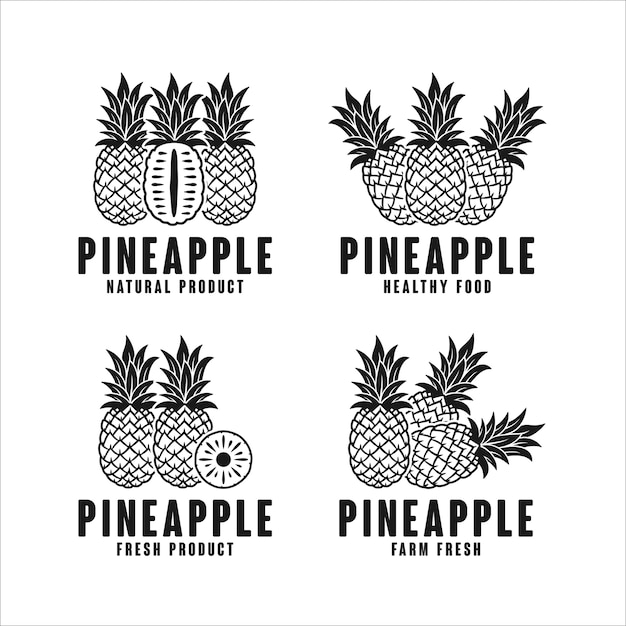 Collezione di logo del prodotto naturale di ananas