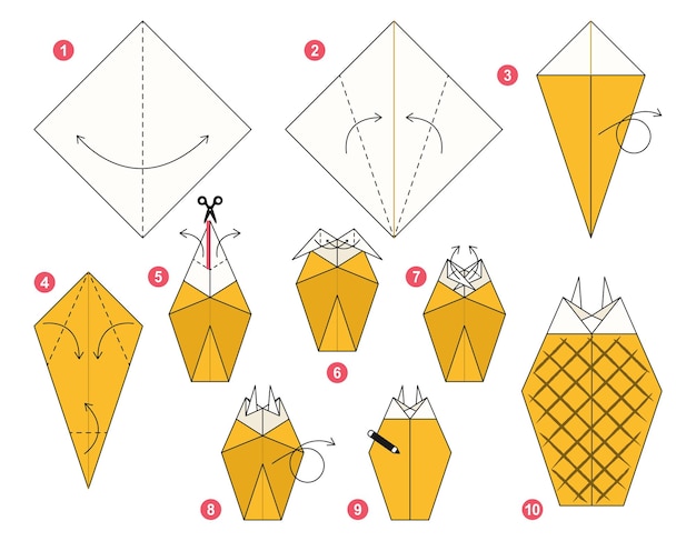 Pineapple origami scheme tutorial moving model Origami for kids Step by step