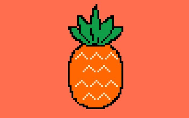 Vettore ananas stile pixel illustrazione vettoriale 8 bit concetto colorato tropicale idea videogioco asset