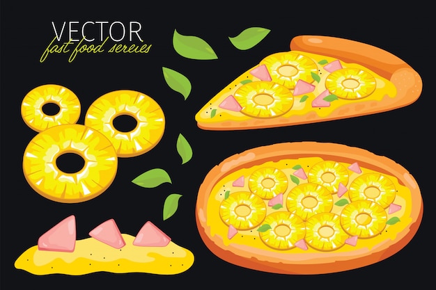 Illustrazione di pizza all'ananas