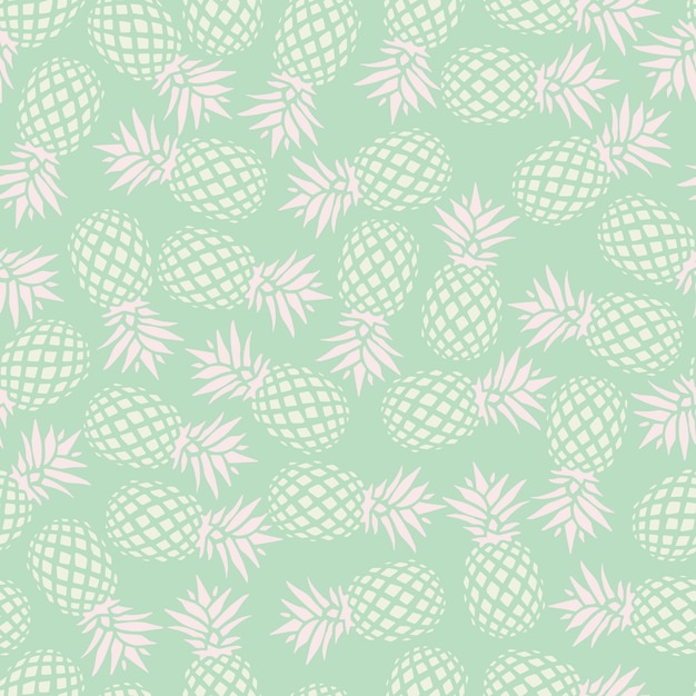 Vector pineapple seamless pattern on mint background