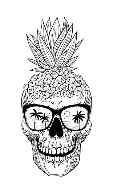 Vector pineapple skull head