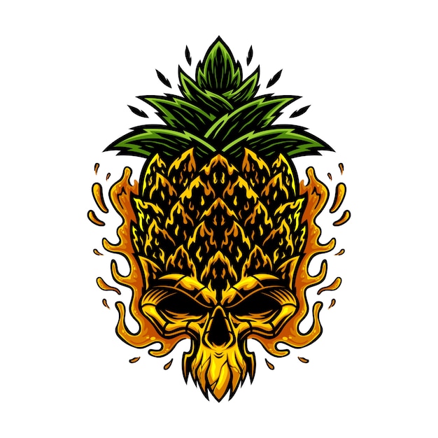 Pineapple skull illustration template