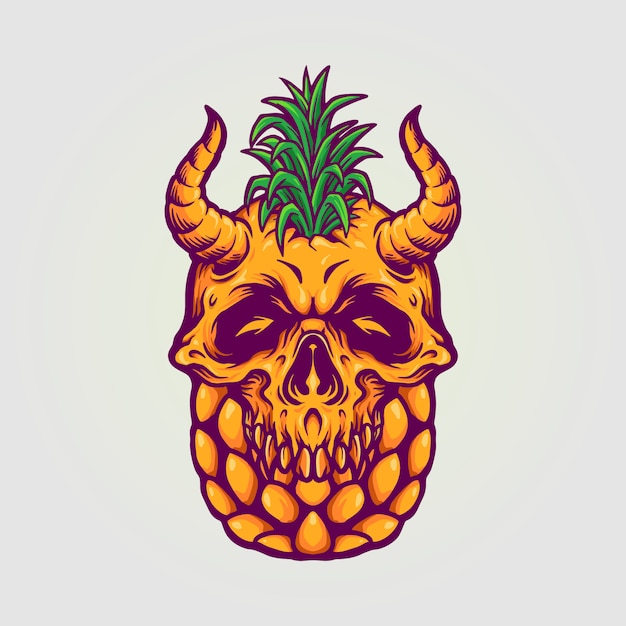 Pineapple skull summer illustrations