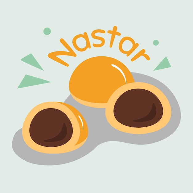 Pineapple Tarts Nastar Illustration Flat Style Different View