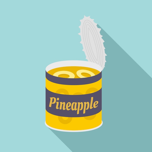 Pineapple tin can icon Flat illustration of pineapple tin can vector icon for web design
