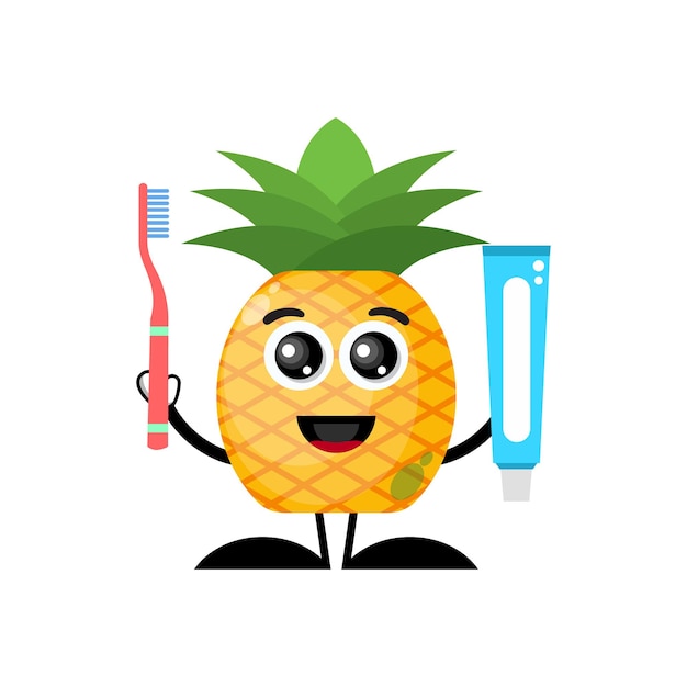 Pineapple toothbrush character cute logo