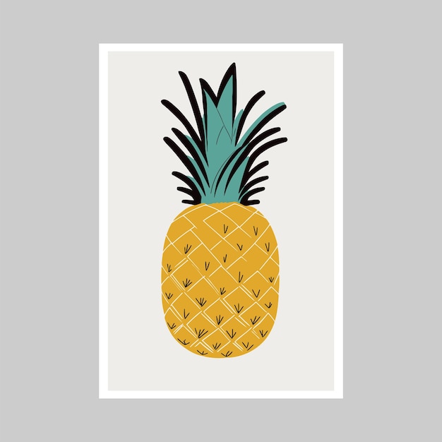 Vettore illustrazione vettoriale di ananas in stile piatto su sfondo bianco