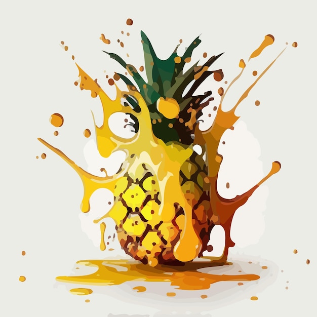 A pineapple with a splash of juice in it