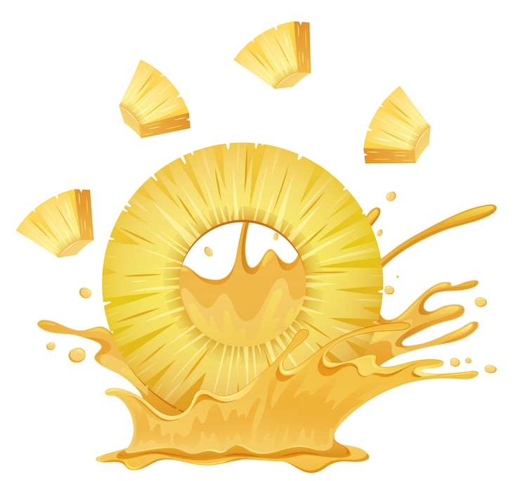 Vector a pineapple with splashing juice