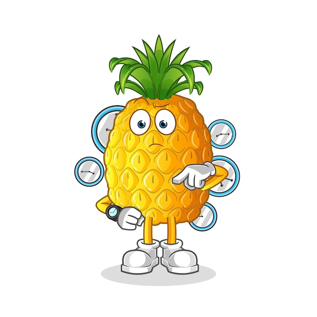 Pineapple with wristwatch cartoon