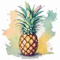 Vector a pineapple with a yellow background and a blue and orange background.