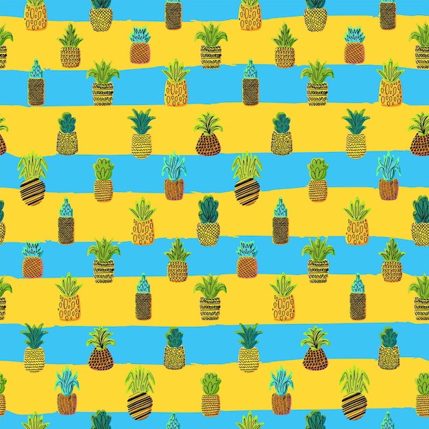 Pineapples vector seamless pattern