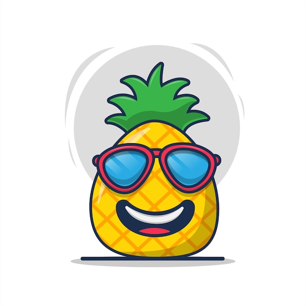 Vector pineapples wearing sunglasses