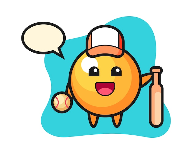 Ping pong ball cartoon as a baseball player