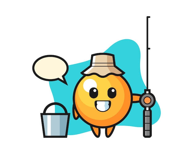 Vector ping pong ball cartoon as a fisherman