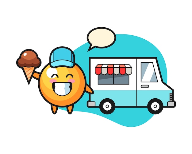 Ping pong ball cartoon with ice cream truck