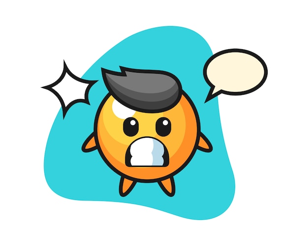 Ping pong ball cartoon with shocked gesture