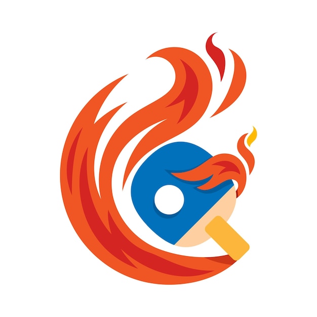 Vector ping pong ball flying fire ball icon design vector emblem design concept creative symbol