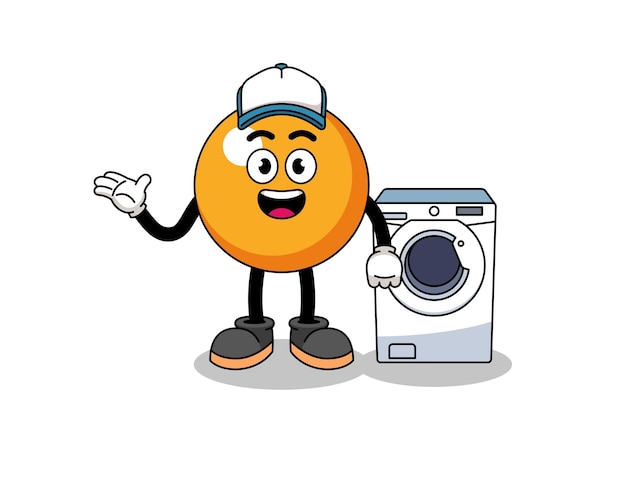 Ping pong ball illustration as a laundry man character design