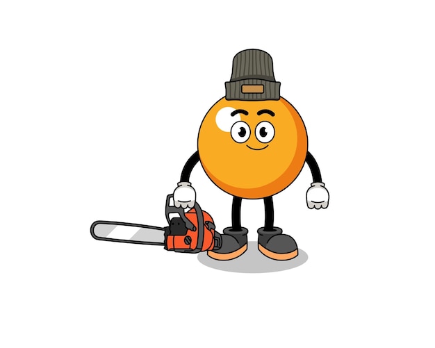 Ping pong ball illustration cartoon as a lumberjack character design