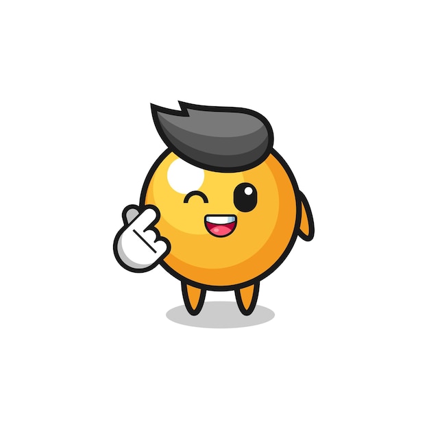 Ping pong character doing korean finger heart , cute design