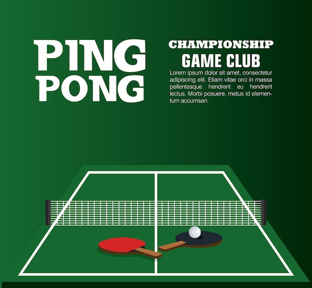 Progettazione dell'illustrazione di vettore di sport dell'attrezzatura di ping-pong