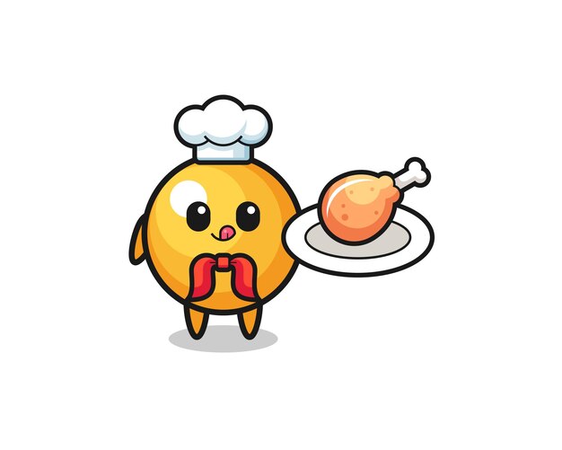 Ping pong gebakken kip chef-kok stripfiguur, schattig ontwerp