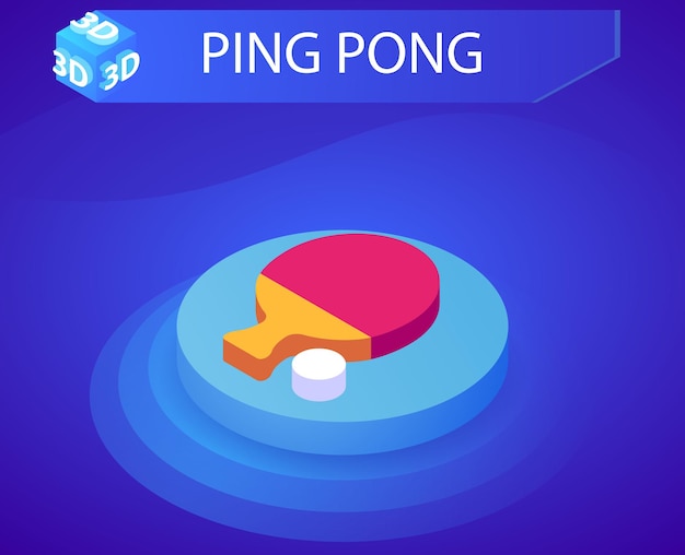 Ping pong isometrisch ontwerp pictogram Vector web illustratie 3d kleurrijke concept