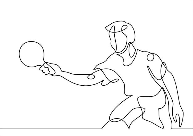 Ping pong player continuous line drawing