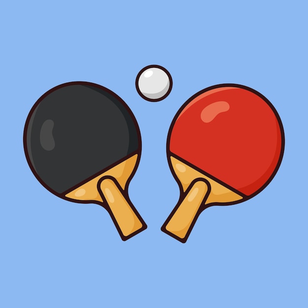 Racchette da ping pong e raccolta di palline cartone animato icona vettore tavolo da ping pong attrezzature sportive concetto icona illustrazione vettoriale isolata