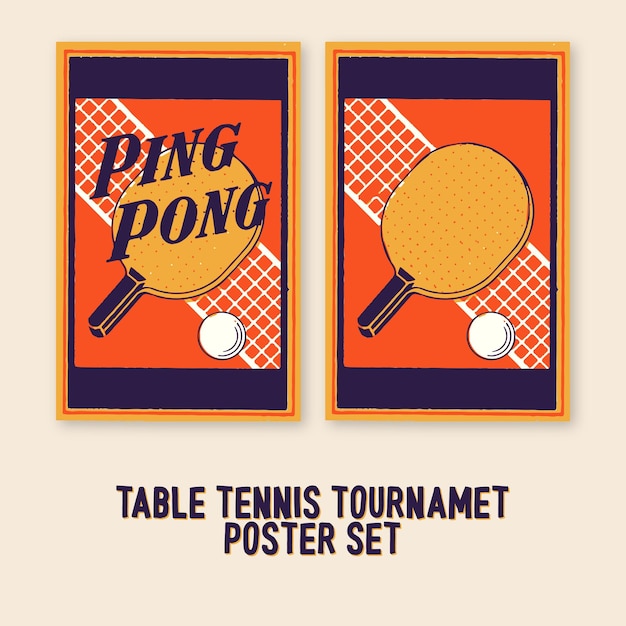 Вектор Набор плакатов турнира по настольному теннису по пинг-понгу