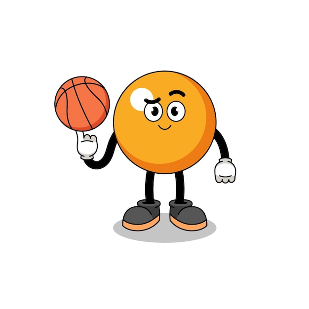 Pingpongbalillustratie als karakterontwerp van een basketbalspeler