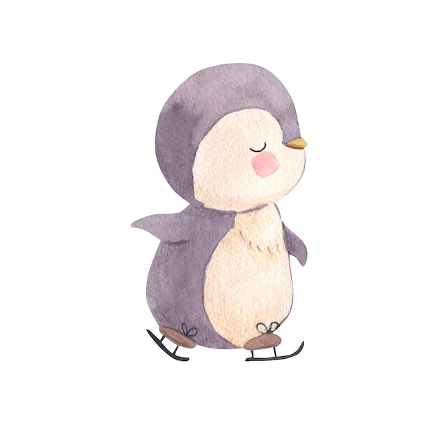 Pinguïn aquarel illustratie voor kinderen