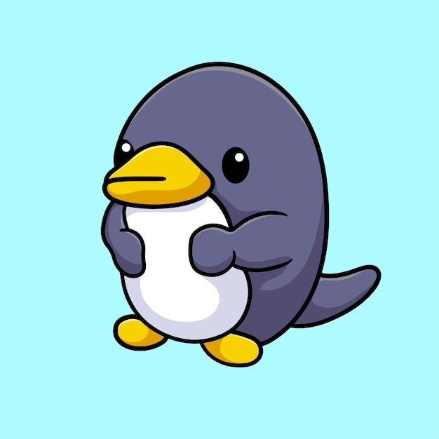 Pinguïn cartoon mascotte grappige vector glimlach geluk leuk schattig plat ontwerp sneeuw