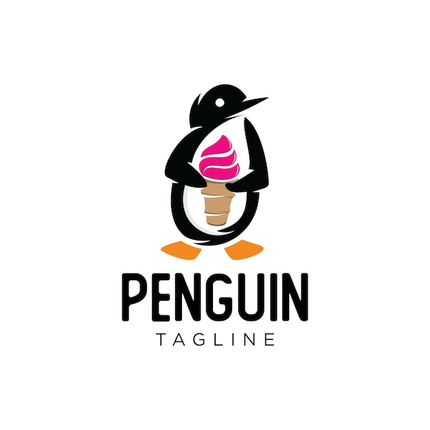 Pinguïn met Ice Cream-logo mascotte