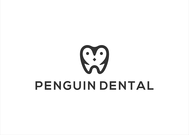 pinguïn met tandheelkundige logo ontwerp vector