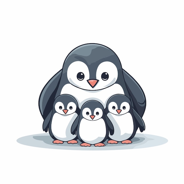 Pinguïnenfamilie: Vector Illustratie, EPS10 Graphic Design